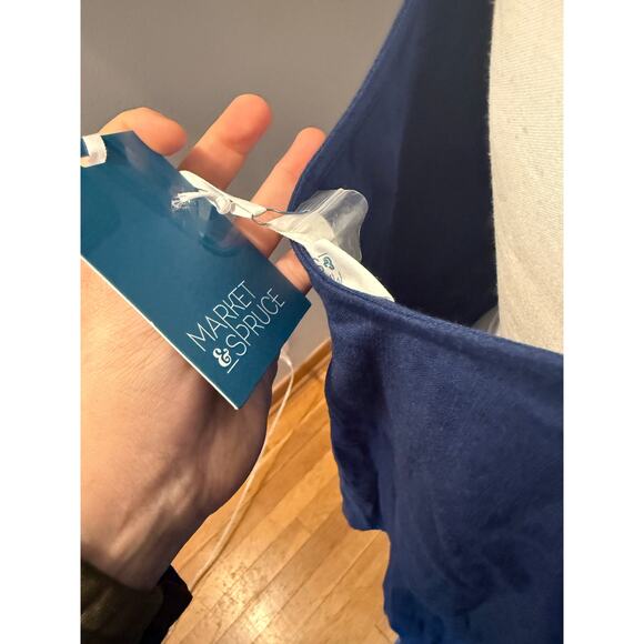 NWT Market & Spruce Button Down Navy Blouse with Double Pockets Sz. XL - Picture 3 of 9